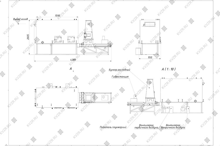 Котел на опилках 0.2 МВт чертеж